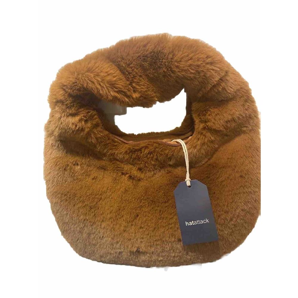Hatattack Y2K Style Faux Fur Handheld Bag Tobacco Color
